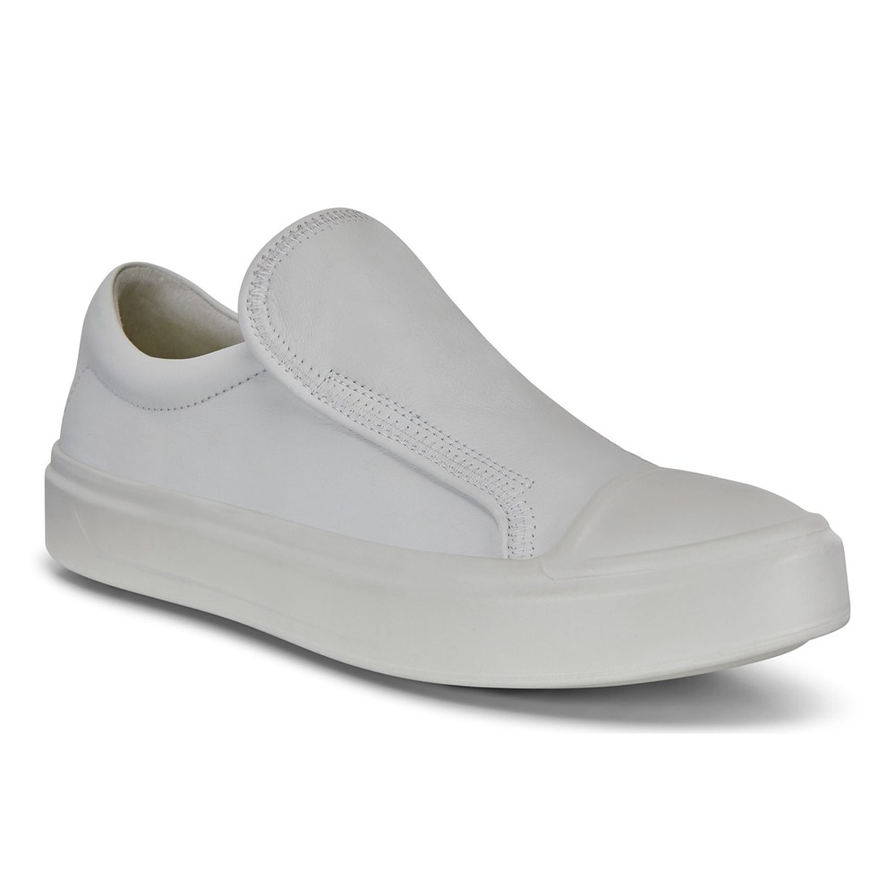 ECCO Slip On Damskie - Flexure T-Cap Sneakers - Białe - OXFVAE-028